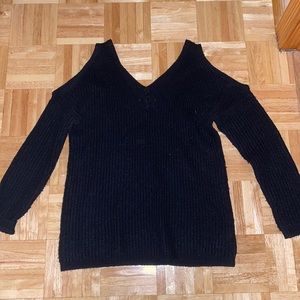 Black Cold Shoulder Knit Sweater